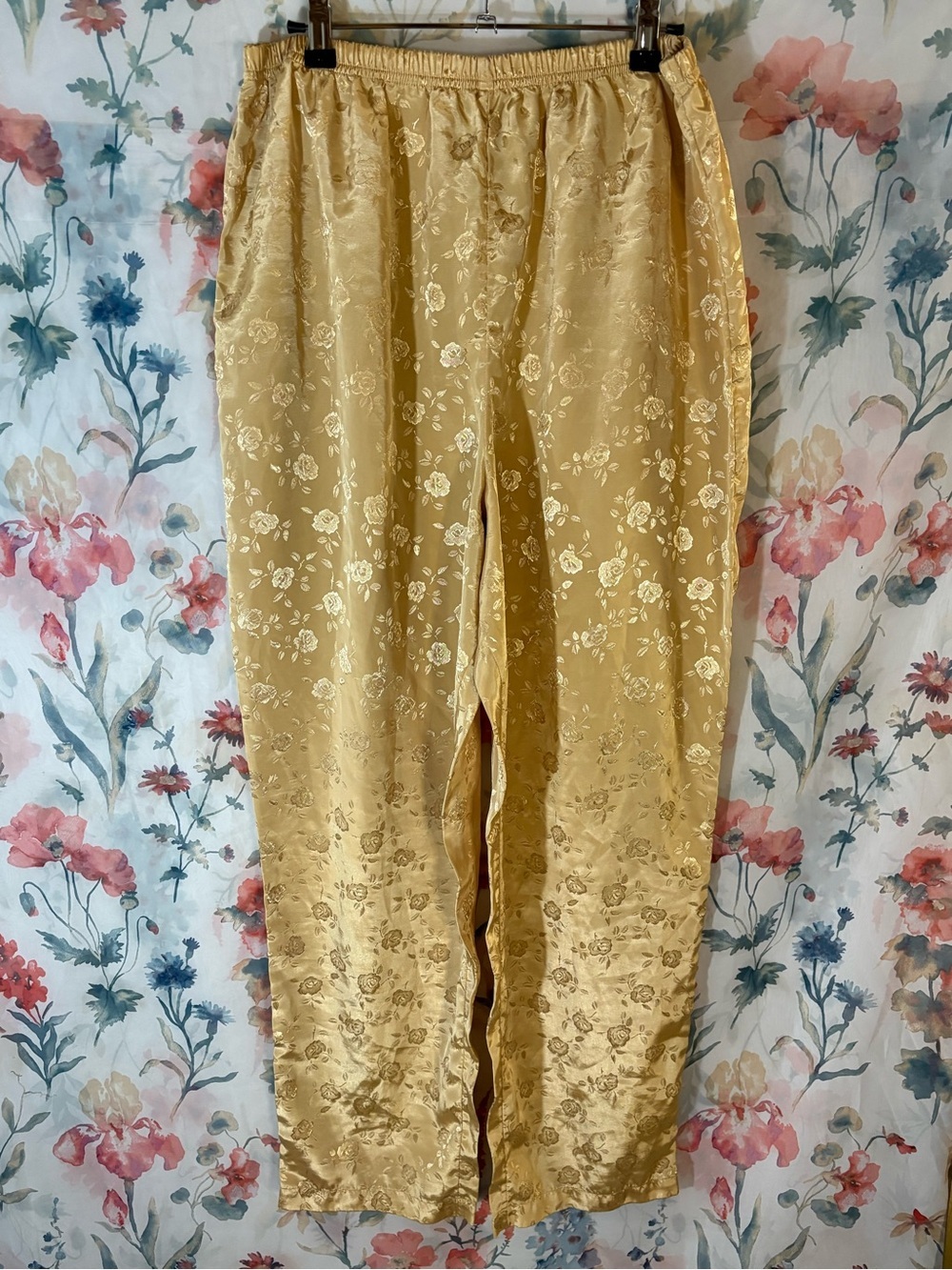Vintage Silky Gold Jacquard Lounge Pants